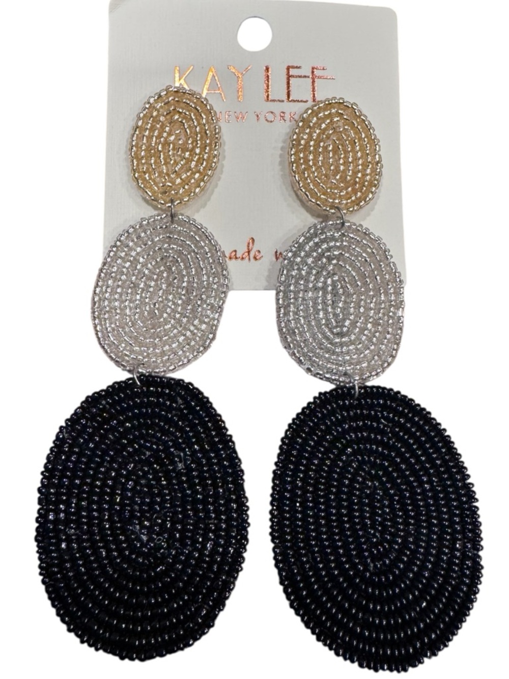 Kaylee New York Beaded Drop Earrings | Lightweight Black Gold Silver